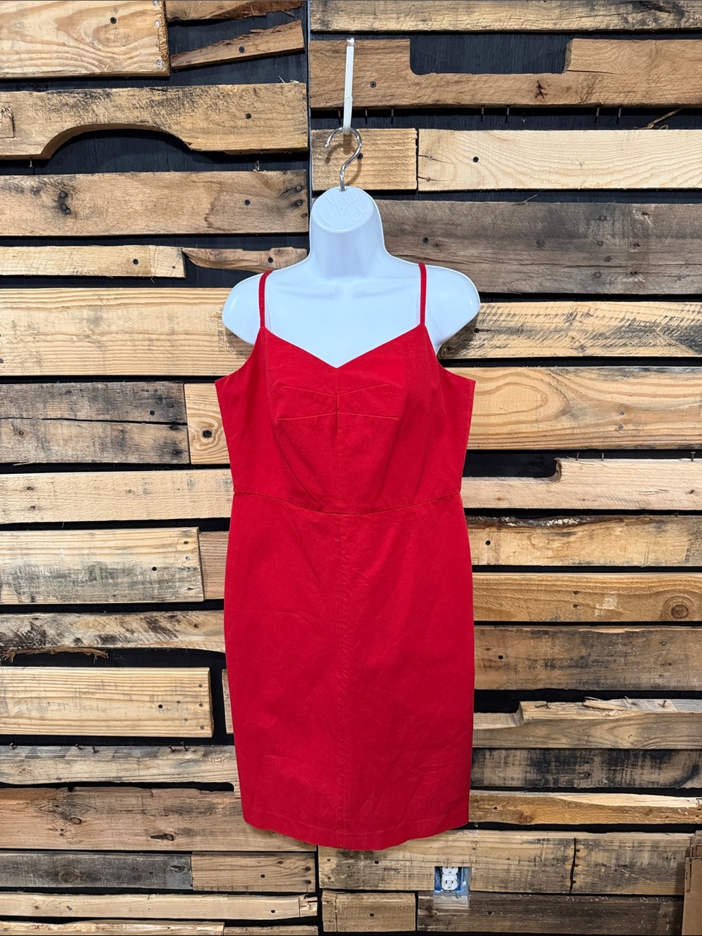 BANANA REPUBLIC Women 14 Dress Red Stretch Cami Sheath Cocktail Sleeveless